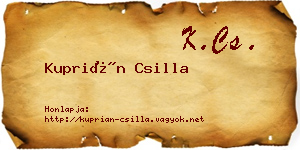 Kuprián Csilla névjegykártya